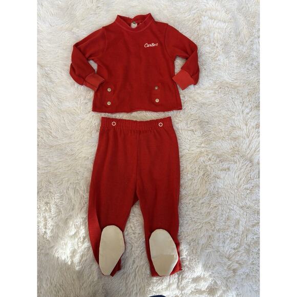 Vintage Carter's 1986 red two piece footie snap outfit. Classic, adorable